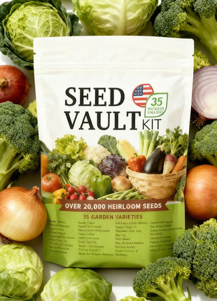 Open Seed Vault 20,000 Non-GMO Heirloom Vegetable Seeds - 35 Variety Pack for Gardening, Survival Gear, and Seed Vault Emergency Supplies Kit