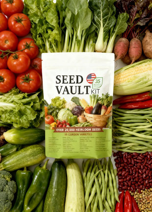 Open Seed Vault 20,000 Non-GMO Heirloom Vegetable Seeds - 35 Variety Pack for Gardening, Survival Gear, and Seed Vault Emergency Supplies Kit