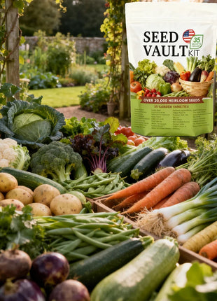 Open Seed Vault 20,000 Non-GMO Heirloom Vegetable Seeds - 35 Variety Pack for Gardening, Survival Gear, and Seed Vault Emergency Supplies Kit